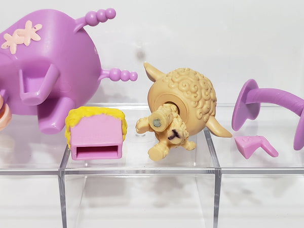 Littlest Pet Shop Peach Tan Brown Lamb Sheep 447 Blue Eyes & Bow w/ Purple Pink Accessories Set Authentic Blemished As Shown Jan22ni