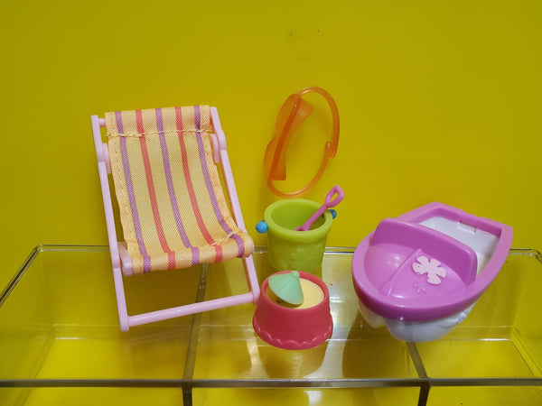 Littlest Pet Shop Lot of Beach Accessories Set Chair Boat Bucket Cocktail Drink Authentic LPS Feb19ni