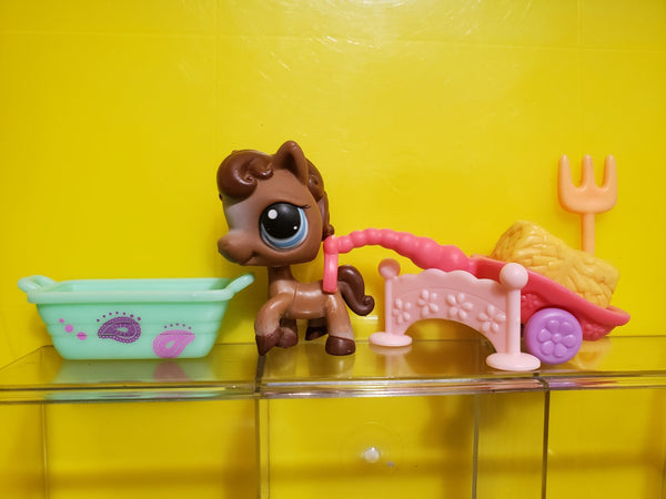 Littlest Pet Shop Brown Horse Pony 337 w/ Accessories Authentic Lps Feb20ni