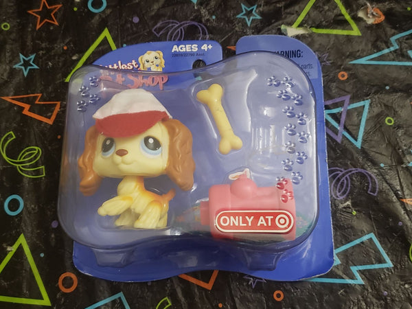BRAND NEW Littlest Pet Shop 298 Yellow Cream Cocker Spaniel Brown Ears Blue Eyes Dog Authentic OCT11N