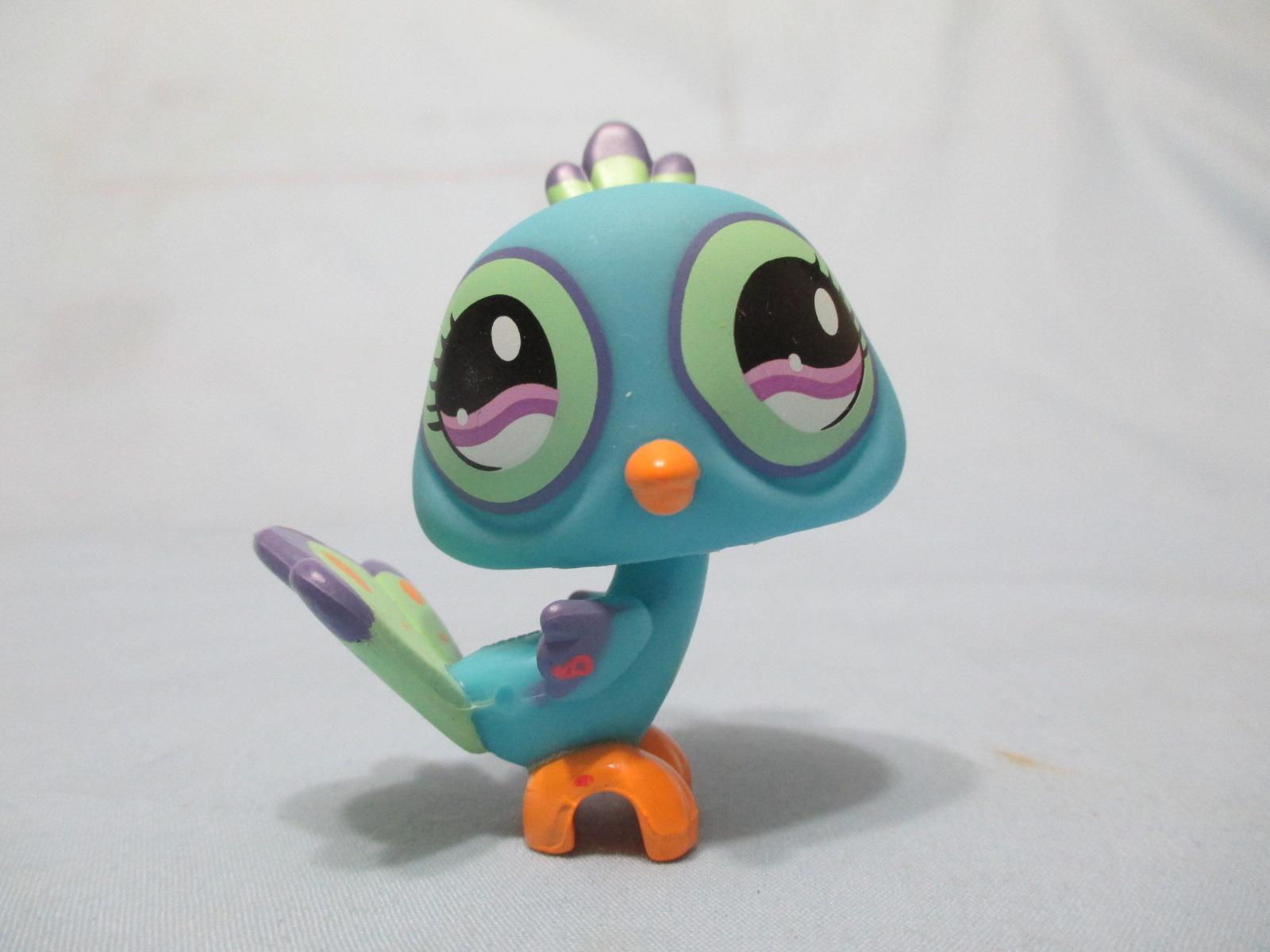 LIKE NEW Littlest Pet Shop Blue Green Purple Big Eyes Peacock 869 RARE ...