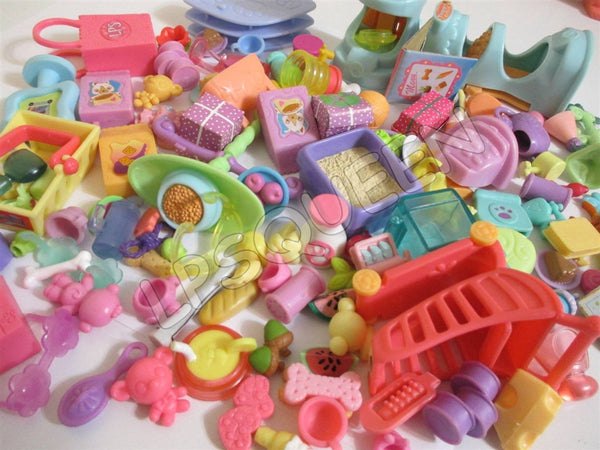 Littlest Pet Shop Random Lot 7 SURPRISE PCS Grocery Shopping Food Accessories SEE VIDEO