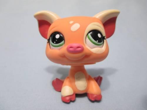 LITTLEST PET SHOP PEACH PINK & CREAM PIG W/ GREEN EYES 1595 Authentic Dec12ni