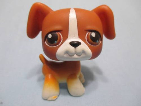 Littlest Pet Shop DOG Boxer Chocolate Brown 25 Authentic LPS SPIN HEAD & HAS INITIAL Feb2ni