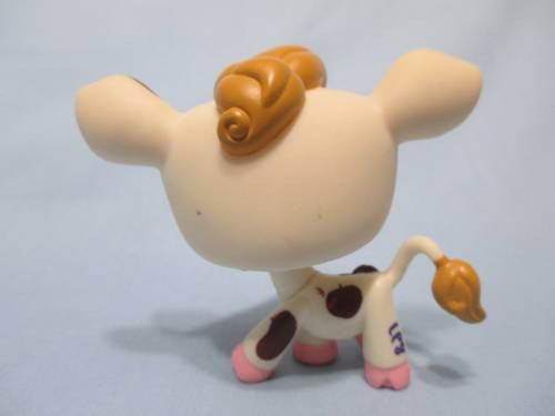 Littlest Pet Shop 1457 White Cow Brown Green Eyes Rare Authentic Dec12ni