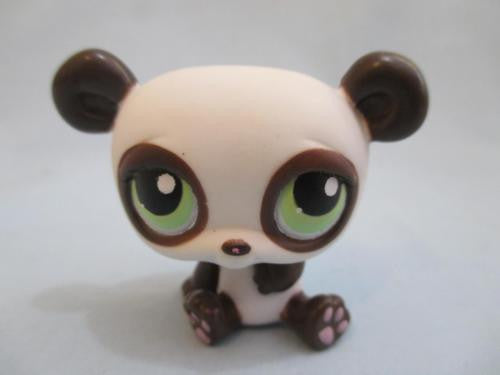 Littlest Pet Shop 176 Brown & White Panda Bear with Green Eyes Authentic Feb17ni