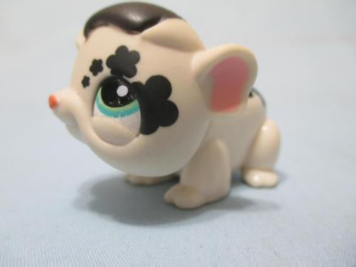 LIKE NEW Littlest Pet Shop White Black Flowered Hamster Guinea Pig 1394 100% Authentic Dec06npo29