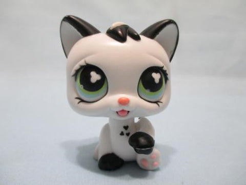 LIKE NEW Littlest Pet Shop 493 Magic Motion Black & White Cat Licking Paw 100% Authentic Dec8n