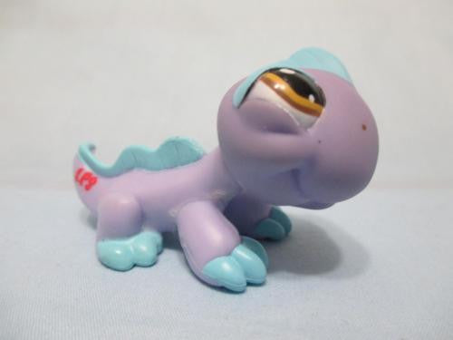 LIKE NEW Littlest Pet Shop Iguana Purple and Blue Brown Eyes 1166 Authentic Lps DEC08J