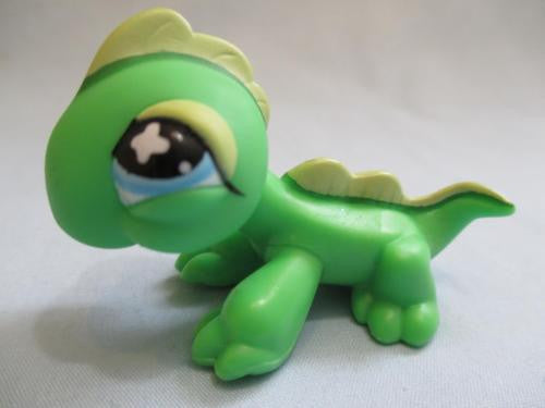 Littlest Pet Shop 651 Green and Yellow Iguana with Blue Eyes Authentic Jul26npo36