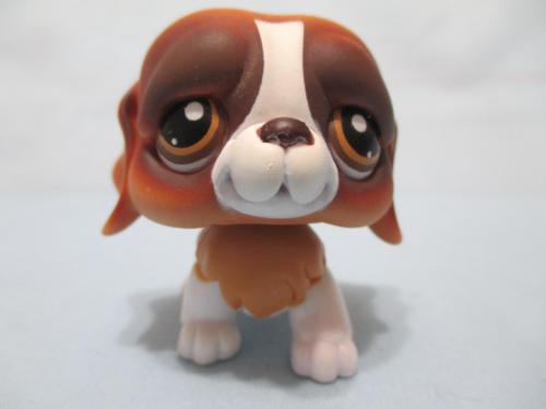 Littlest Pet Shop 229 TAN WHITE SAINT ST BERNARD DOG PUPPY Brown