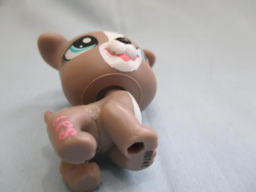 LIKE NEW LITTLEST PET SHOP DOG JACK RUSSELL TERRIER GREY w TEAL EYES 1463 Authentic Feb19ni