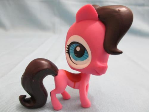 LIKE NEW Littlest Pet Shop Horse Pony 3292 Pink Brown w/ Blue Eyes LPS Authentic LPS Jan2na