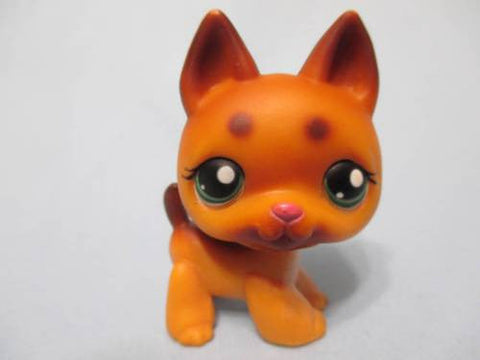 LIKE NEW Littlest Pet Shop Brown GERMAN SHEPHERD 357 GREEN EYES Dog LPS Authentic DEC08J