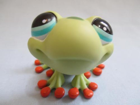 LIKE NEW Littlest Pet Shop 805 Green Spotted Frog W/ Orange Toes Authentic Jan30ni