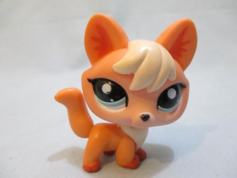 LIKE NEW Littlest Pet Shop Fox 1812 Dog Snowy Day Orange Black Nose Aqua Eyes Authentic Nov29ni