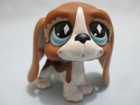 LIKE NEW Littlest Pet Shop Dog Basset Hound Brown White Diamond 502 Authentic Nov21ni