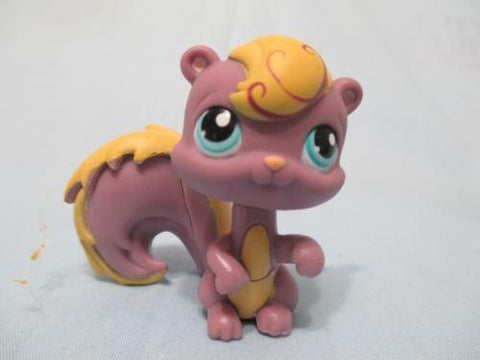 LIKE NEW Littlest Pet Shop 999 Purple Yellow Squirrel Swirls Blue Eyes Authentic LPS Mar04ni