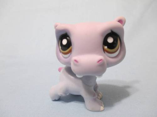 Littlest Pet Shop Hippopotamus 1449 Lavender Purple Brown Eyes  Authentic Feb1ni