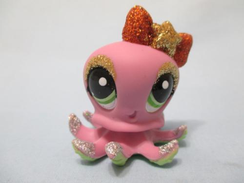 LIKE NEW Littlest Pet Shop LPS 2140 Sparkle Purple Octopus Green Eyes Authentic Dec05ni