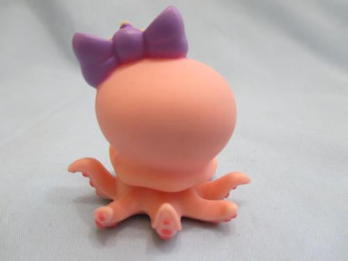 LIKE NEW Littlest Pet Shop Octopus Peach Orange Purple Bow Clover Blue Eyes 513 Authentic Lps  Feb27ni