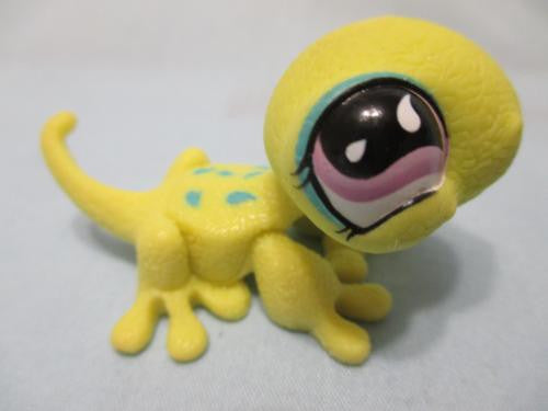 LIKE NEW LPS Littlest Pet Shop #596 Lime Gecko Lizard w/ Purple Teardrop Eyes Oct26ni