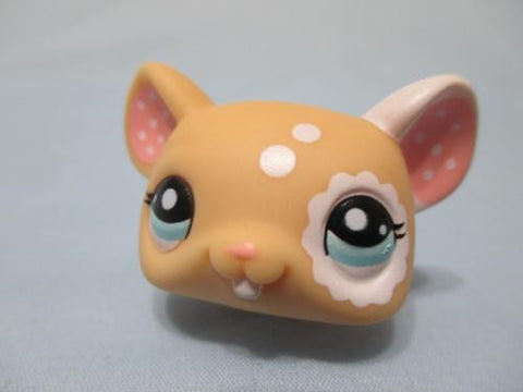 LIKE NEW LITTLEST PET SHOP #1618 CREAM AND WHITE SPOTTED MOUSE RAT Authentic LPS Mar10ni