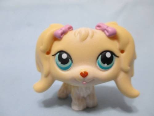 LIKE NEW Littlest Pet Shop Dog Maltese Cream And White Teal Blue Eyes ...