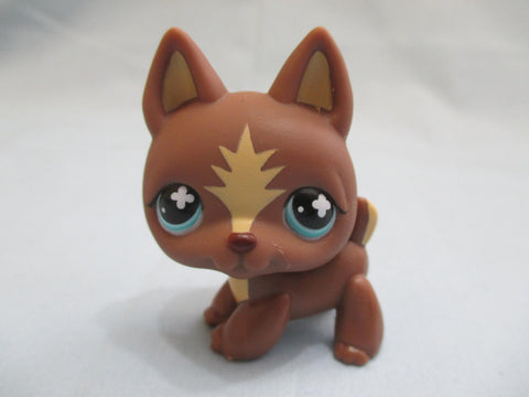 LIKE NEW Littlest Pet Shop Rare German Shepherd 650 Brown With Blue Eyes 100% Authentic Jan30ni