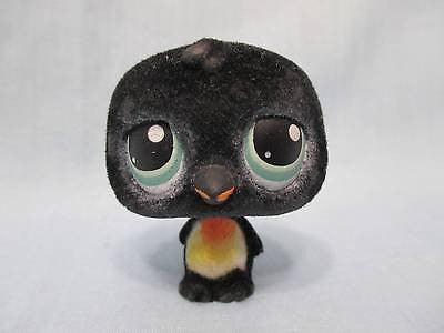 LITTLEST PET SHOP PENGUIN BIRD BLACK with BLUE EYES FUZZY FURRY 333 LPS Nov27ni