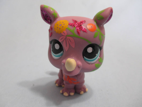 LIKE NEW Littlest Pet Shop Shimmer N Shine 2342 Glitter Sparkle Rhino Authentic Dec8n