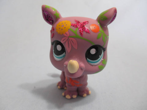 LIKE NEW Littlest Pet Shop Shimmer N Shine 2342 Glitter Sparkle Rhino Authentic FEB10J