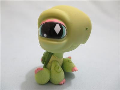 LIKE NEW Littlest Pet Shop Green Sitting Turtle Diamond Eyes #504 Authentic Feb12nn