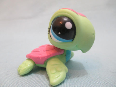 LIKE NEW Littlest Pet Shop Turtle Blue Sea Pink Blue Eyes 1910 Authentic Lps AIK DEC08J