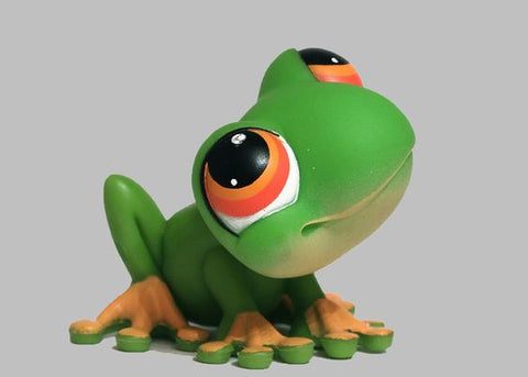 Littlest Pet Shop 50 Green Frog W Orange Eyes Authentic Mar1ni