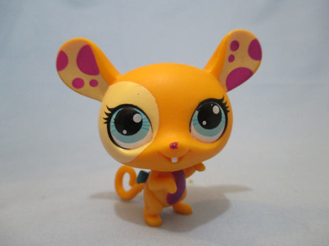 Littlest Pet Shop Orange Pink Spotted Mouse Rat 3336 Authentic Lps Minor Wear Apr12j