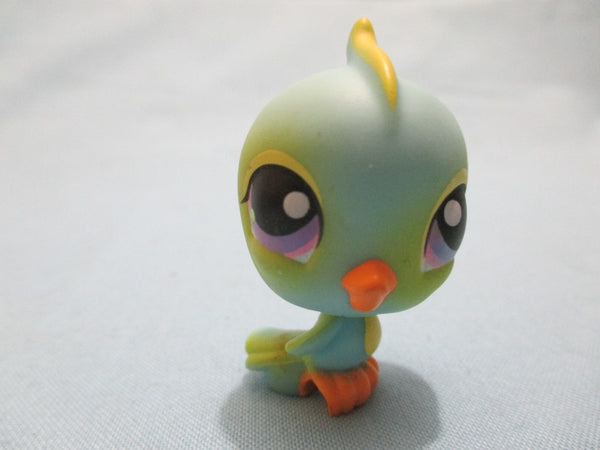 Littlest Pet Shop BLUE PARAKEET 123 Yellow Purple Eyes Bird LPS Authentic LPS Feb7ni