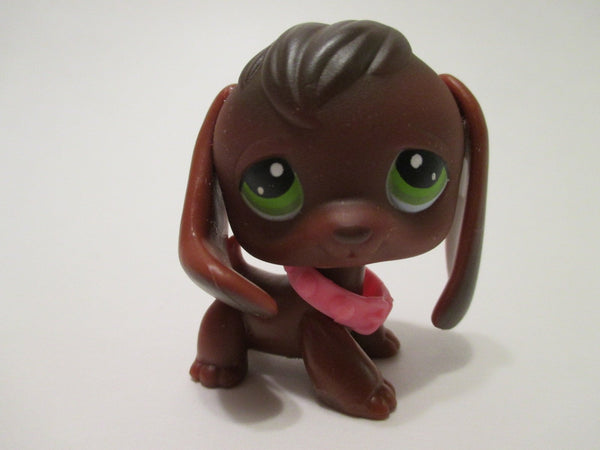 Littlest Pet Shop 77 Chocolate Brown Beagle Dog w Original Accessory Authentic Lps Feb1ni