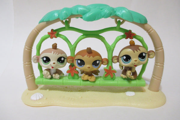 Littlest Pet Shop Triplet Baby Monkeys 1551 1552 1553 Swing Set Authentic DEC03J
