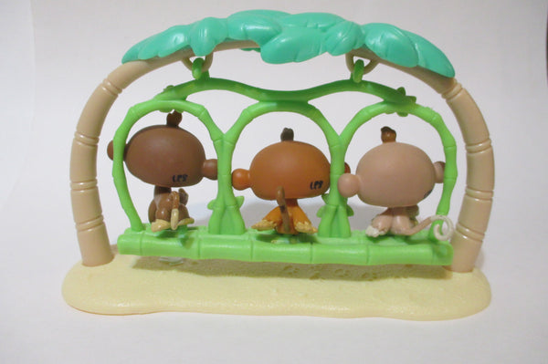 Littlest Pet Shop Triplet Baby Monkeys 1551 1552 1553 Swing Set Authentic DEC03J