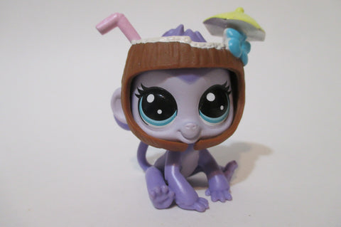 Littlest Pet Shop Hungry Pet Monkey 3-185 with Coconut Juice Accessory Authentic LPS Nov2npo93
