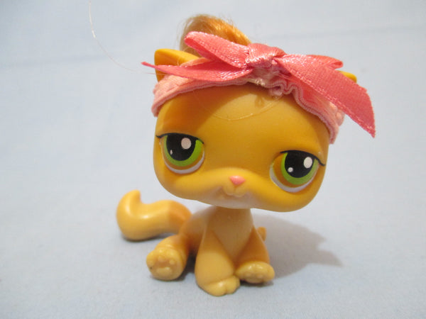 Littlest Pet Shop Kitten Cat 78 REAL HAIR with Original Bow Accessory Authentic LPS Has Initial Mar22j