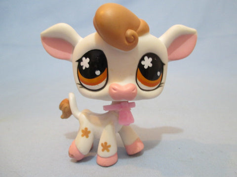 LIKE NEW Littlest Pet Shop Farm Cow 476 w Original Yellow Bell Accessory Authentic Lps Nov30npoHG