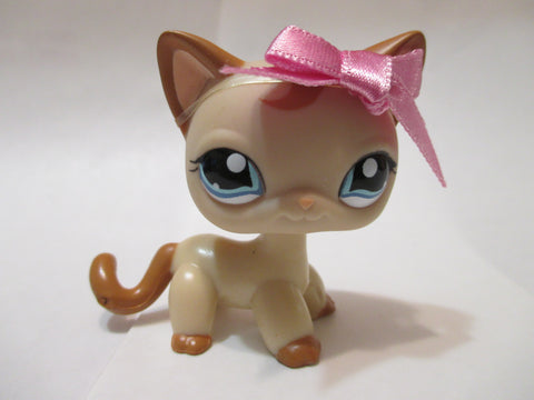 LIKE NEW Littlest Pet Shop Brown Swirl Shorthair Cat 1024 W Original Accessory Authentic LPS Dec05ni