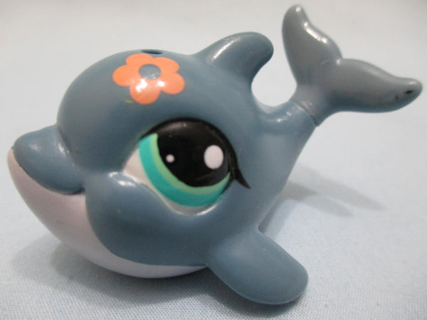 LIKE NEW Littlest Pet Shop Lps Blue White Flower Dolphin 1603 Authentic Mar04ni