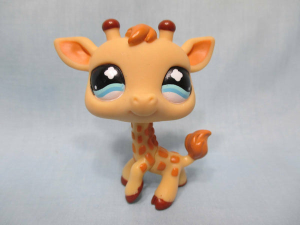 LIKE NEW LITTLEST PET SHOP 633 TAN-BROWN GIRAFFE BLUE WHITE EYES Authentic DEC10J
