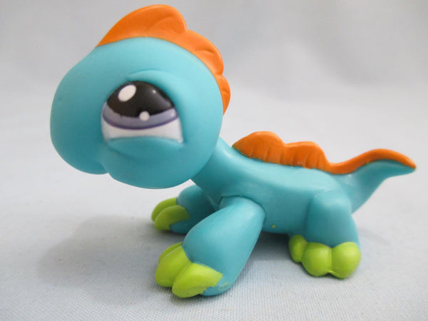 Littlest Pet Shop Iguana Blue Orange 2347 Purple Eyes Authentic Lps Blemished Nov16ni