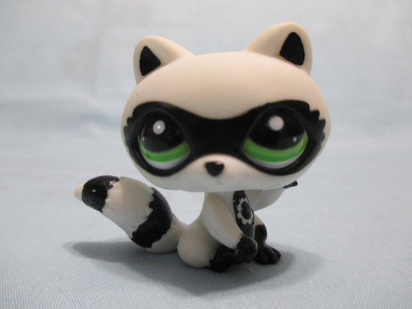 LIKE NEW LITTLEST PET SHOP RACCOON BLACK MASK & WHITE GREEN EYES 2251 Authentic Feb2ni