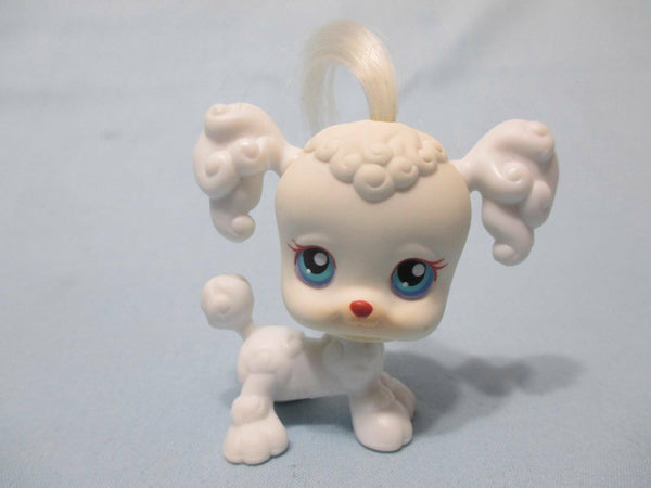 LIKE NEW Littlest Pet Shop #17 White Poodle Puppy Dog With Blue Eyes Real Hair 100% Authentic AUG16K