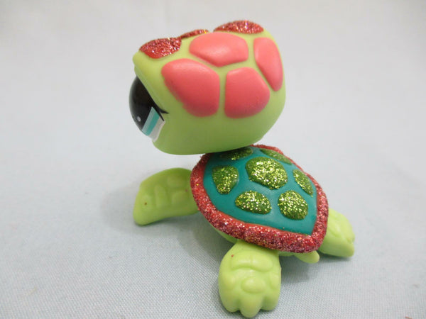 LIKE NEW Littlest Pet Shop Turtle Sparkle Aqua Eyes Glitters 2149 Authentic Lps Dec8n